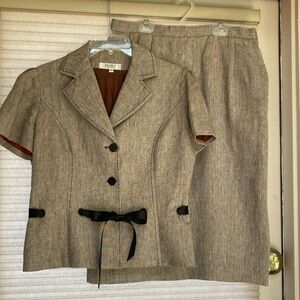 BIGIO Collection designer linen suit with ribbon waist tie 12